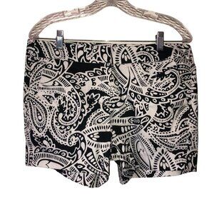 Kenji Womens Black & White Paisley Print Shorts With Side Zipper Size 10